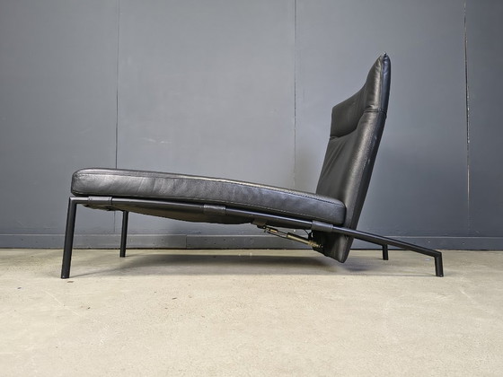 Image 1 of Chaise longue vintage in pelle nera di Peter Mally per Cor, anni '90