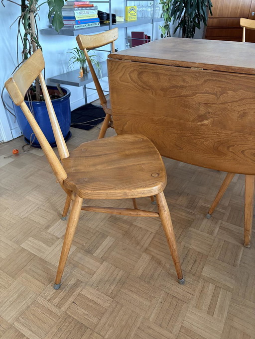 Ercol table with 4 chairs (1960)
