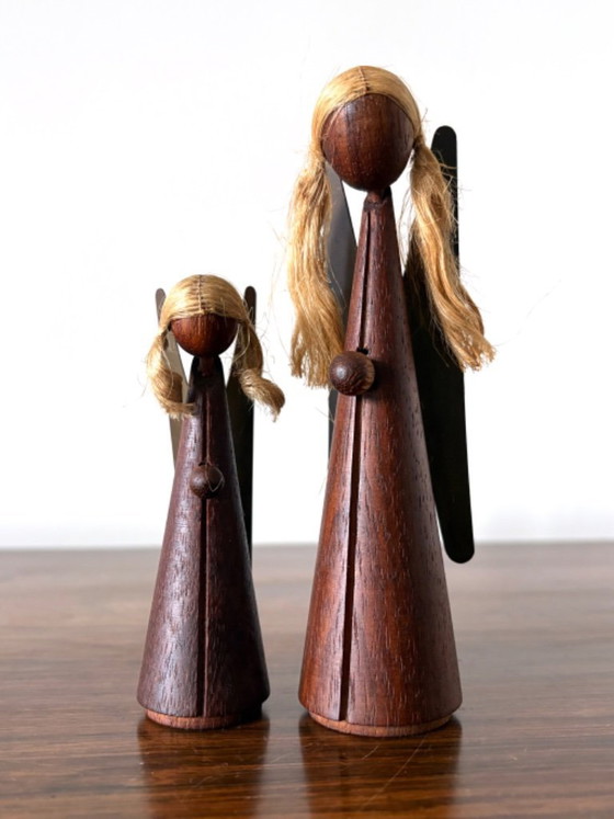 Image 1 of Angeli natalizi vintage in stile danese, in legno di teak, anni '60.