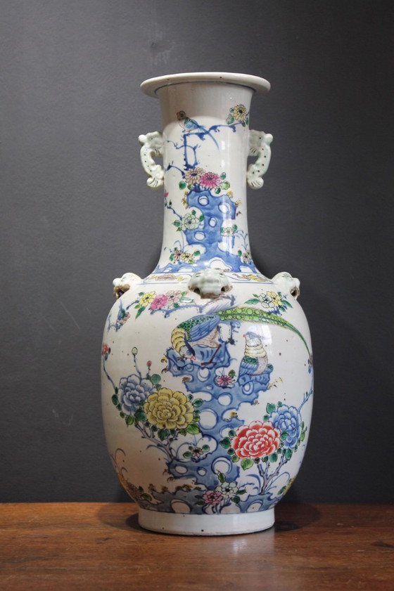 Antique Chinese Rouleau Vase – Ceramic, Porcelain (photo 9 of 16)