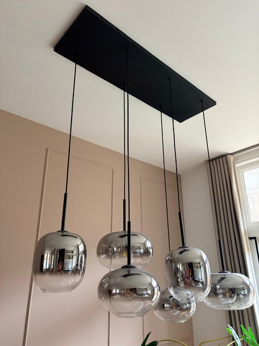 Suspension élégante style hôtelier avec verre fumé