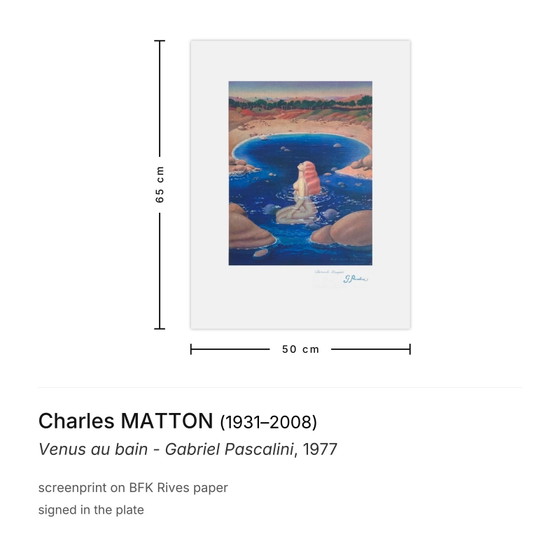 Charles Matton Siebdruck Venus Au Bain – Gabriel Pascalini 1977 – Lithographien & Drucke, Paper (photo 3 of 5)