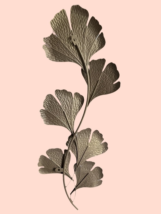 Image 1 of Mid-Century metal Ginkgo wall sculpture