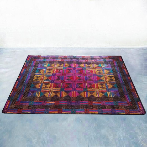 Image 1 of Magnifique tapis géométrique en laine italienne des années 1980 par Missoni pour T&J Vestor