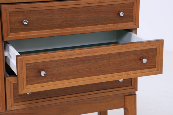 Image 1 of Vintage Noyer Palette Sideboard années 60 | Mid Century TV Board avec compartiments & tiroirs Rétro Bois de rangement #07-10