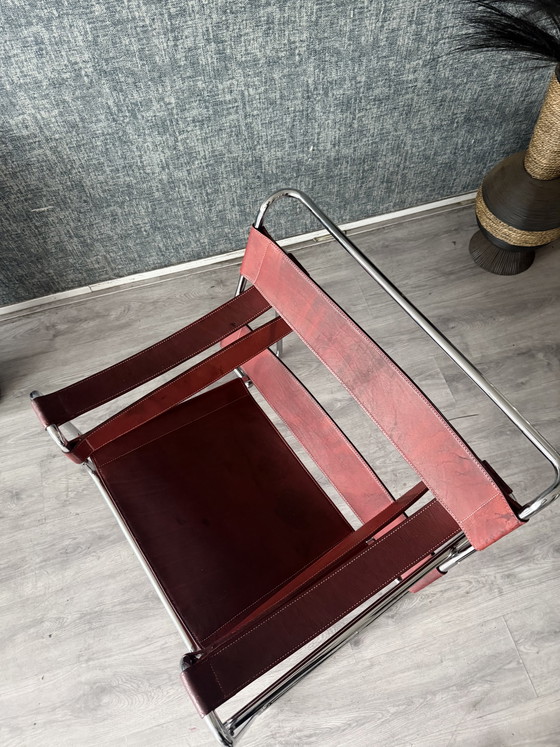 Image 1 of Fauteuil Wassily vintage de Marcel Breuer pour Fasem, cuir rouge bordeaux