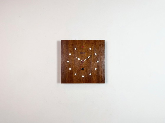 Image 1 of Vintage Brown Wooden Wall Clock from Seiko, 1980s