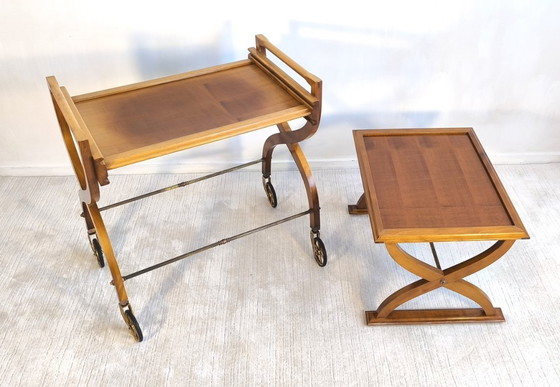✨ Bellissima coppia di tavoli vintage in teak – Carrello bar & tavolino – Benoit-Guyot Lyon ✨ – Benoit Guyot (photo 2 of 20)