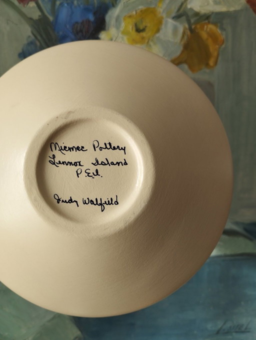 Photophore décor gravé MicMac Pottery Walfield Artisanat Indien Amérique du Nord