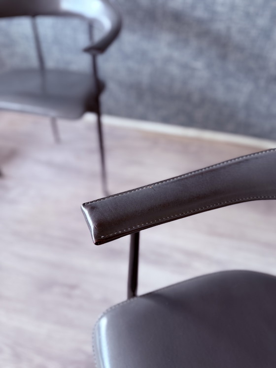 Image 1 of 4x poltrone vintage in pelle Fasem p40, Vegni & Gualtierotti, anni '90