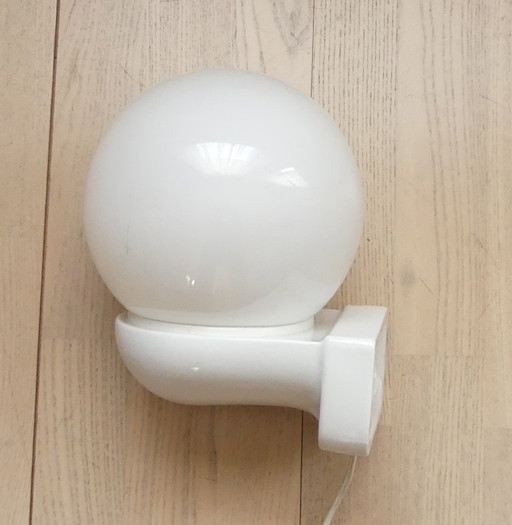 Ceramic sphere lamp, wall light, sphere lamp, white opal glass, 1930s, UK1aeb