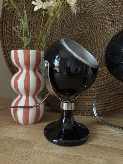 Set van 2 eyeball Midcentury lampen zwart met chroom 