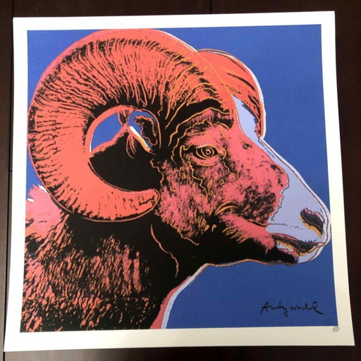 1990s After Andy Warhol "Bighorn Ram" Lithograph – lithos zeefdrukken, Paper