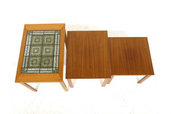 Vintage Nesttafels, Denemarken, 1960, Set van 3, Bijzettafels, Keramiek (foto 4 van 5)