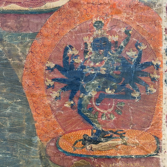 Thangka tibetano monumentale della stirpe Sakya con Hevajra – Tradizione Ngor antica, seconda metà del XV (photo 10 of 11)