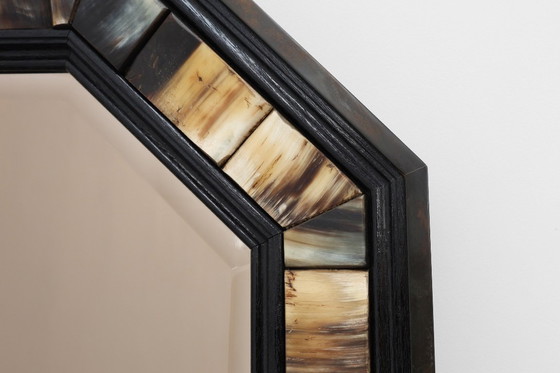 Image 1 of Espejo octogonal de latón y cuerno con cuerno de Anthony Redmile, Reino Unido ca. 1980