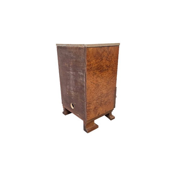 Image 1 of Französischer Art-Deco-Nachttisch aus Wurzelnussholz, 1920er/1930er Jahre