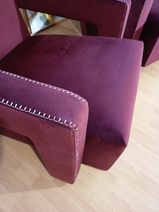 Image 1 of CASSINA 2X Poltrone 637 UTRECHT  (NUOVE MAI USATE) in Velluto 13L Ortigia/Plum con Cuciture in filo Naturale a punta Cavallo
