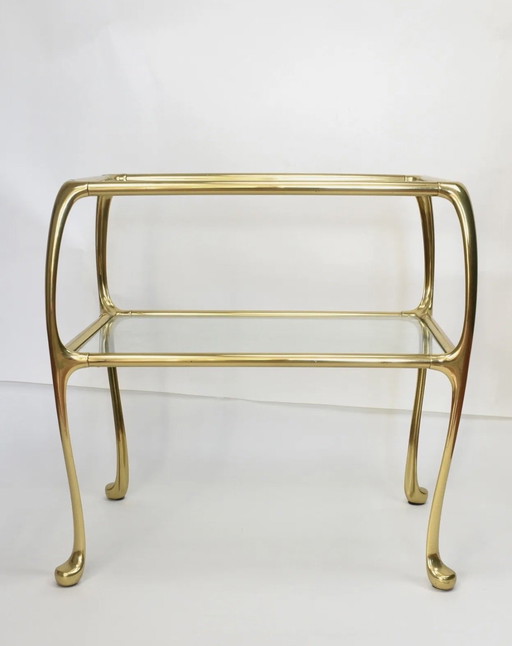 table d'appoint en laiton de style Hollywood Regency