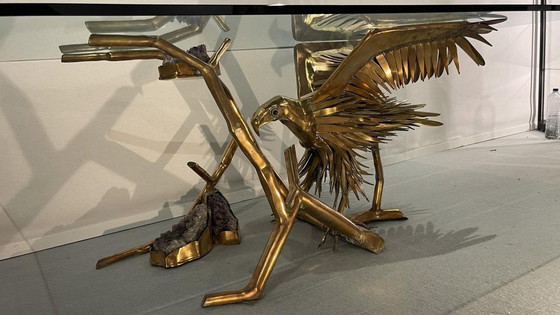 Tavolo da pranzo Hollywood Regency di Christian Techoueyres, anni '70 – Tavoli da pranzo, Glass, Brass (photo 4 of 9)