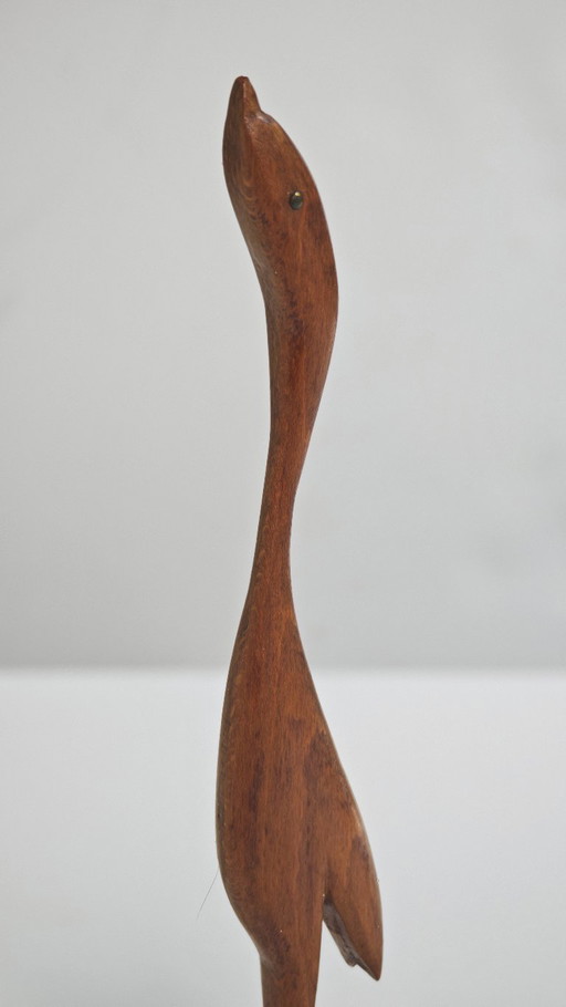Bird figurine teak vintage mid century modern