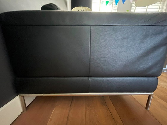 Image 1 of Zwart lederen vintage IKEA bank 
