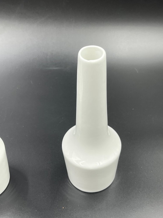Image 1 of Pair of vintage white ceramic bud vases