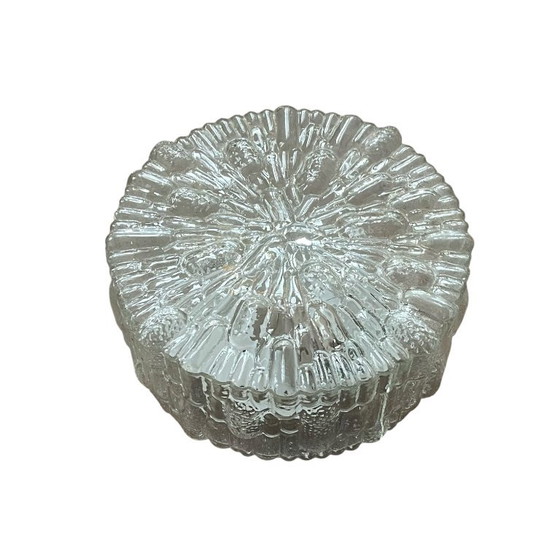 Vintage round wall light ceiling light transparent glass reed 1970 1980 (photo 9 of 9)
