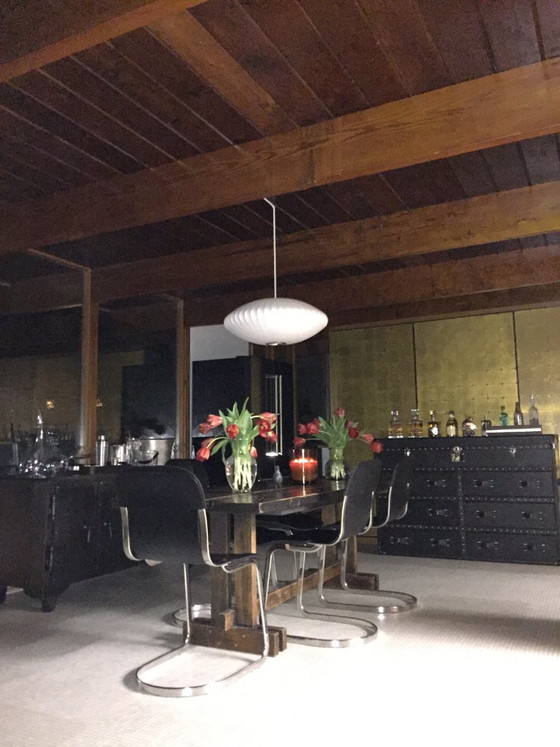 6 Sedie da pranzo, pelle nera e metallo, Restoration Hardware, Nero, Modern (foto 7 di 8)