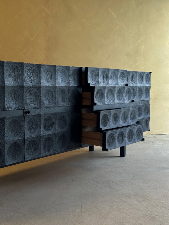 Image 1 of Brutalistisch dressoir in zwart gebeitst eiken van J. Batenburg voor MI België