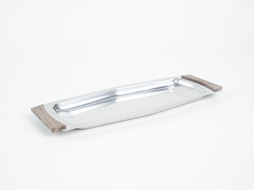 Plateau rectangulaire en acier inoxydable, design danois, années 1970, fabriqué au Danemark