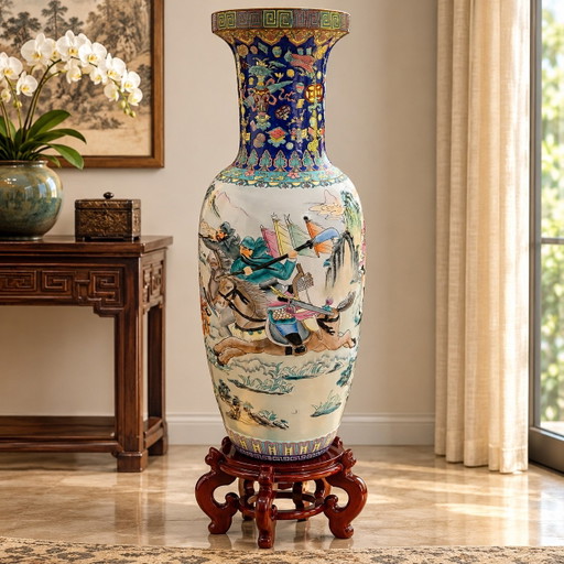 Wunderschöne XL Chinesische Bodenvase (102 cm) mit fühlbarem Relief