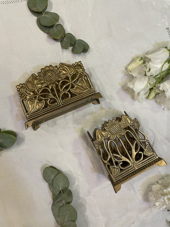 Image 1 of Vintage Brass Letter Holder and Pencil Holder