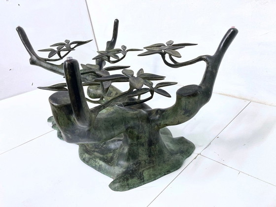 Image 1 of Table basse Willy Daro Bonsai, style Hollywood Regency des années 1970, provenant de Belgique