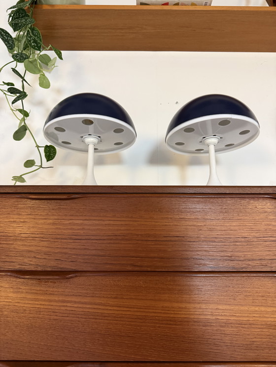 Image 1 of Set di 2 lampade da tavolo vintage a forma di fungo anni '80