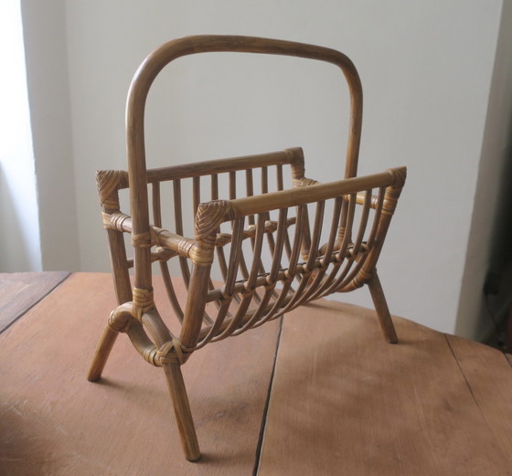 Image 1 of Revistero de bambú de mediados de siglo, década de 1960