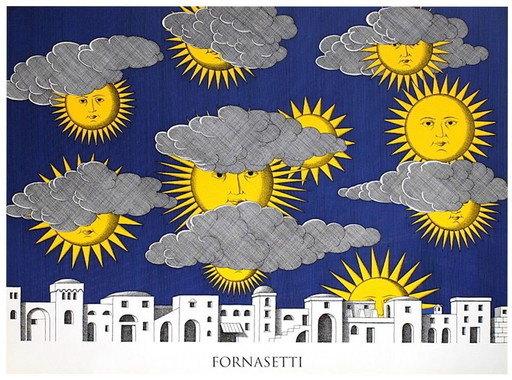 Lithographie de Piero Fornasetti, Soleil de Capri, 1993