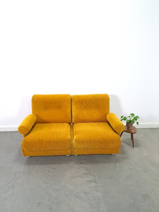 Modular sofa, armchairs warm yellow