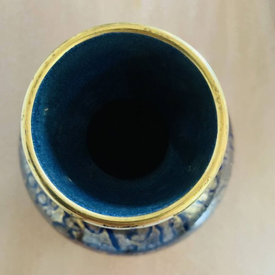 Image 1 of Blue and gold porcelain vase, Jean Mazeaud & Faverot, Ateliers JMF Sèvres