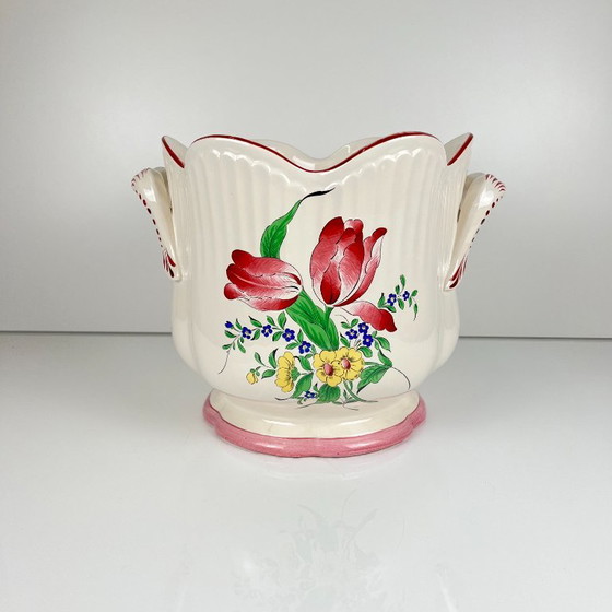 Großer KG Lunéville-Blumentopf, Modell „Streetlight“, rosa Muster – Pflanzkübel, Ceramic (photo 6 of 8)