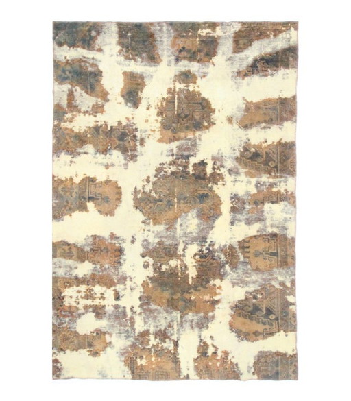 Alfombra Oriental Anudada a Mano Vintage Art Diseño Clásico y Relieve 268 x 185 cm Color Beige, Marrón