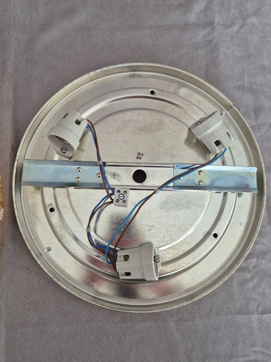 Image 1 of Glashütte Limburg plafondlamp 40 cm, vintage glas, 3x E27 fitting, Duitsland