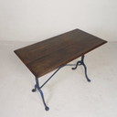 Bistrotafel met eiken blad op gietijzeren frame, jaren 30