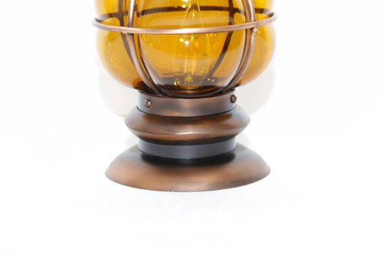 Image 1 of Table lamp metal frame glass 36cm 80s vintage