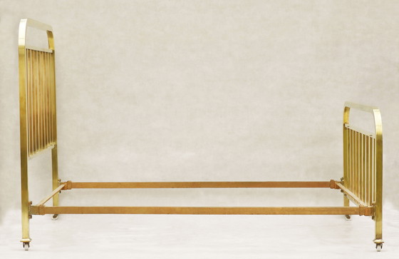 Image 1 of Cama francesa de latón estilo art déco de 1930 de Pardon, tamaño Queen (EE. UU.)/King (RU).