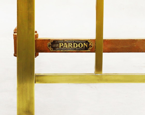 Image 1 of Cama francesa de latón estilo art déco de 1930 de Pardon, tamaño Queen (EE. UU.)/King (RU).