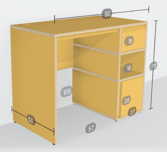 Image 1 of Tylko Desk in Yellow with Doors and a Drawer