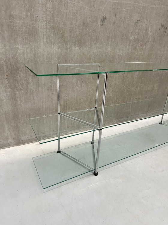 Scaffali a muro in vetro vintage IKEA NARR | Richard Clack, 1991, Metallo, Argentato (foto 4 di 9)