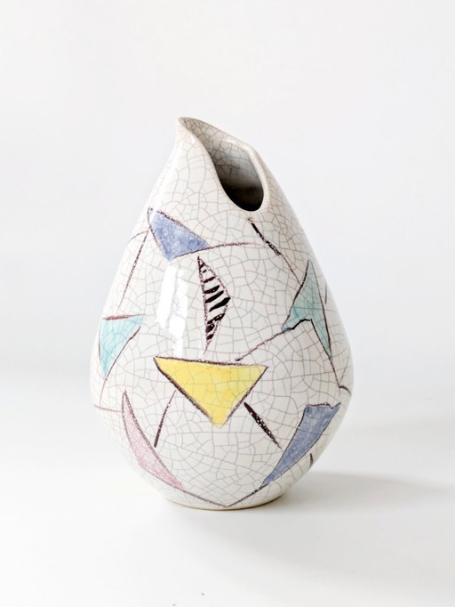 1950s Silberdistel Vase | Abstract Geometric Craquelé Glaze | West German Pottery