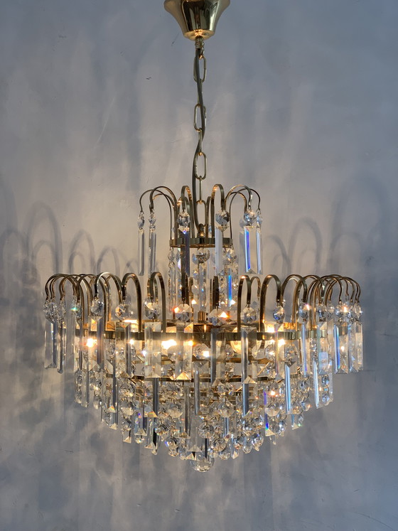 Image 1 of Original Vintage Massive Crystal Chandelier – 1970s Waterfall